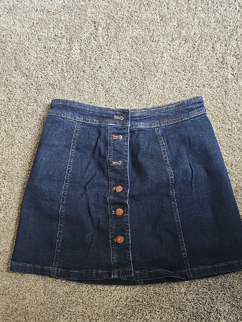Madewell Dark Blue Denim A-Line Button-Front Skirt